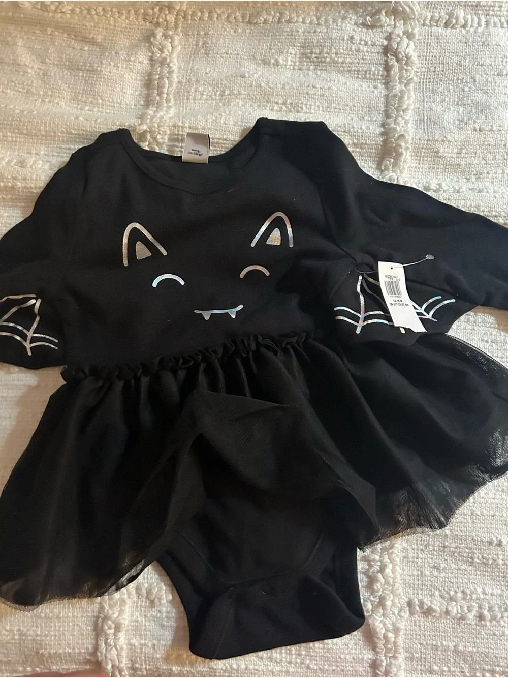 Old Navy Black Infant Bat Cat Tutu Costume Bodysuit - 12-18 month